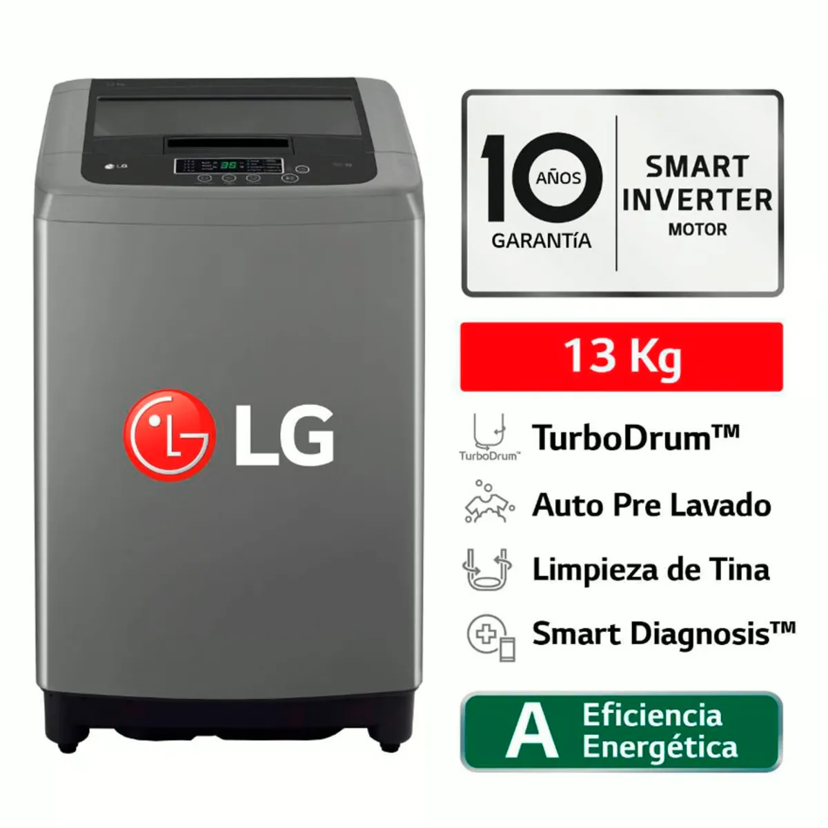 LG - LAVADORA LG 13KG SMART MOTION CARGA SUPERIOR WT13BPBK