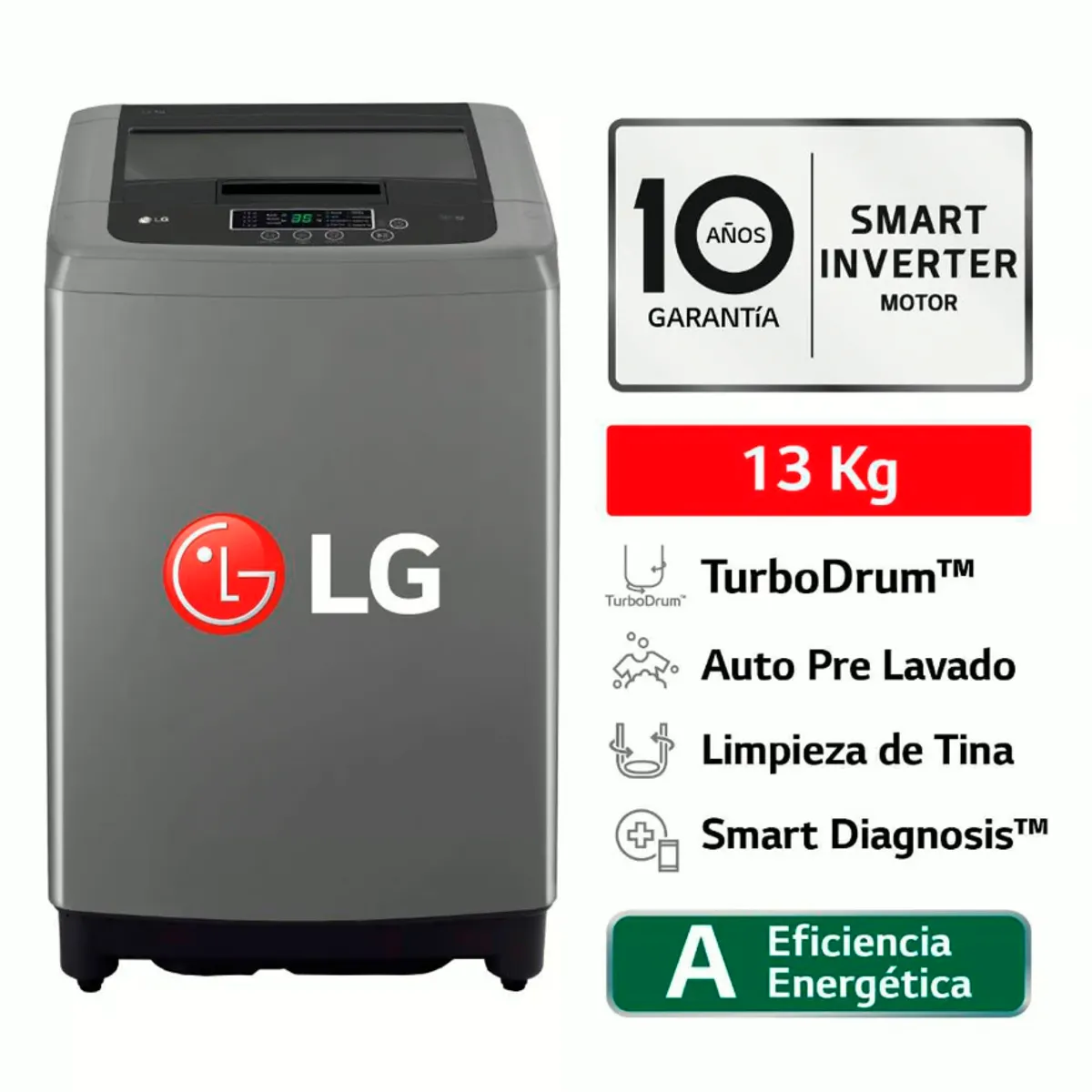 LG - LAVADORA LG 13KG SMART MOTION CARGA SUPERIOR WT13BPBK