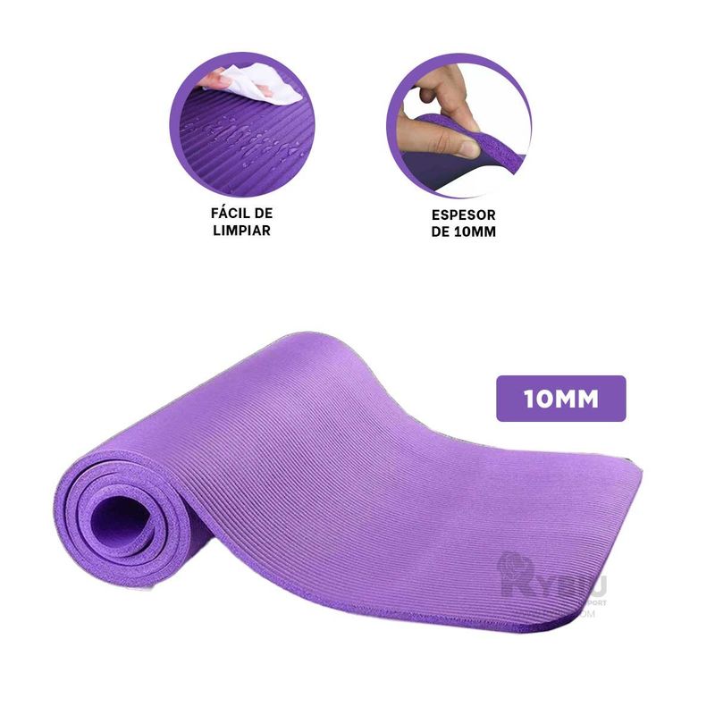 RYBIU IMPORT - Alfombra de Yoga Util de 10mm Lila Y+Post-it Adhesivos