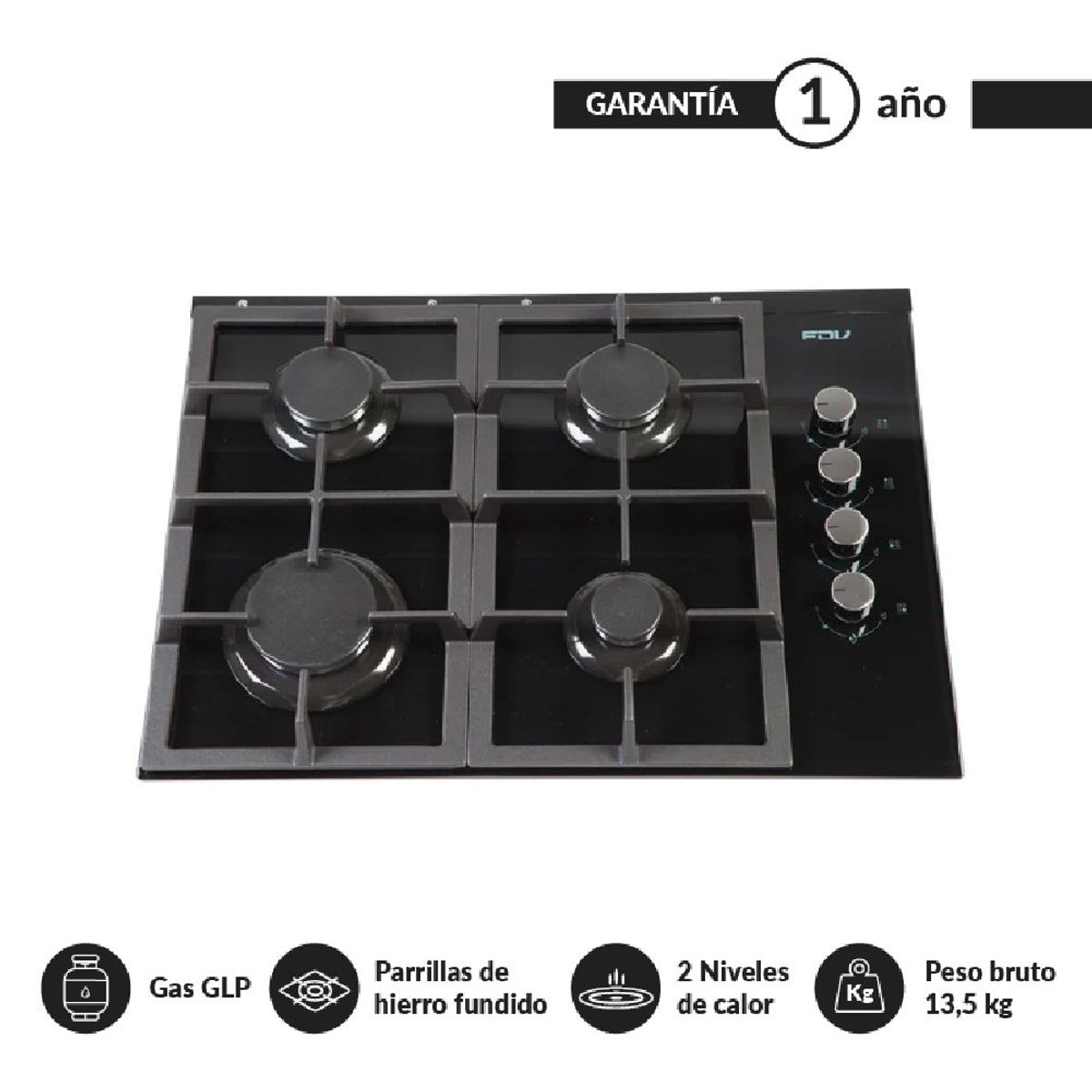 FDV - Encimera a balón de gas Crystal I 4 GL 60 cm Gas GLP FDV