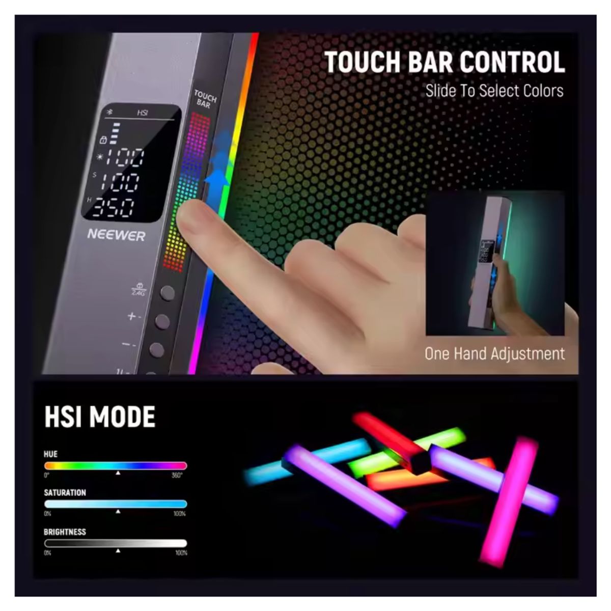 NEEWER - BARRA DE LUZ NEEWER RGB1 LUZ MAGNÉTICA DE FOTOGRAFÍA TÁCTIL Y PORTÁTIL