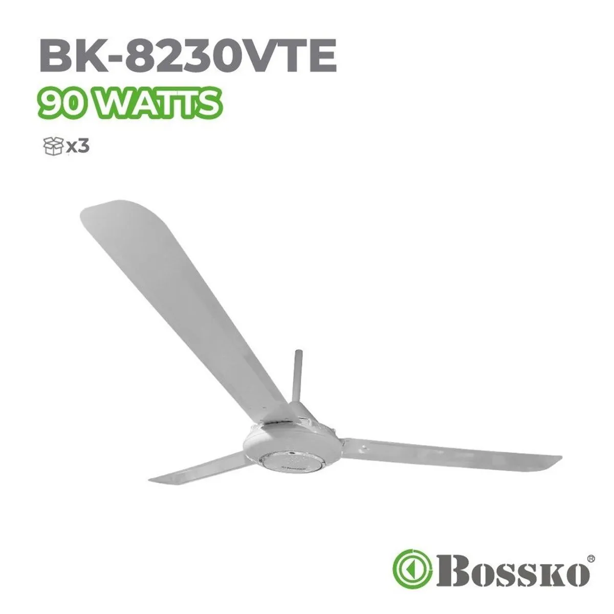 BOSSKO - Ventilador de techo Bossko BK-8230VTE – 90 Watts – Blanco