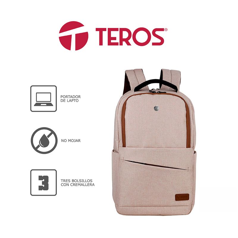 TEROS - Mochila Teros TE-ACS9012 para Laptop Hasta 15.6 Beige
