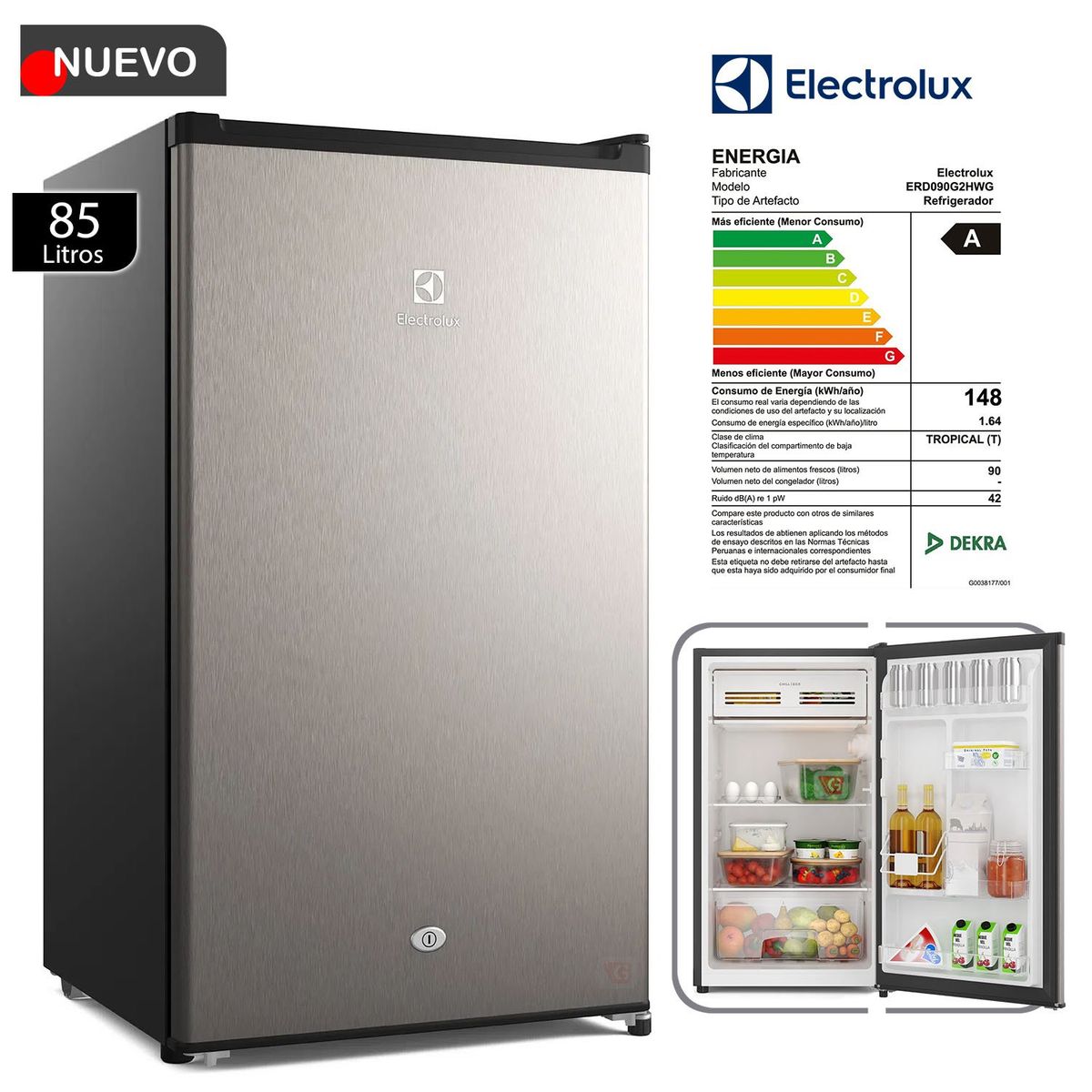 ELECTROLUX - Frigobar Electrolux 90L Premium Gris ERD090G2HWG