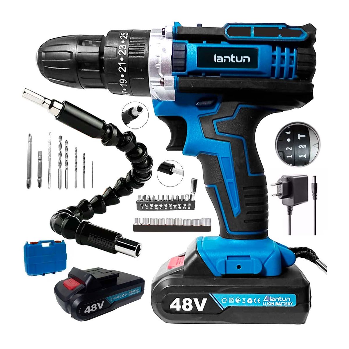 GENERICO - Taladro Percutor x2 Baterías Inalámbrico Destornillador +32 Accs