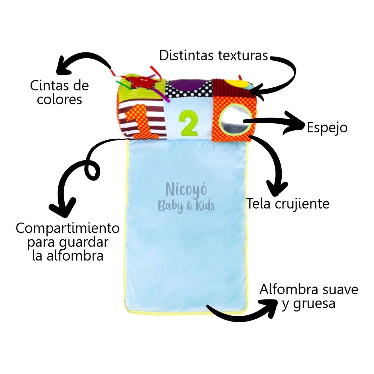 GENERICO - Rodillo con Alfombra 2 en 1: Prepara al Bebé para Gatear