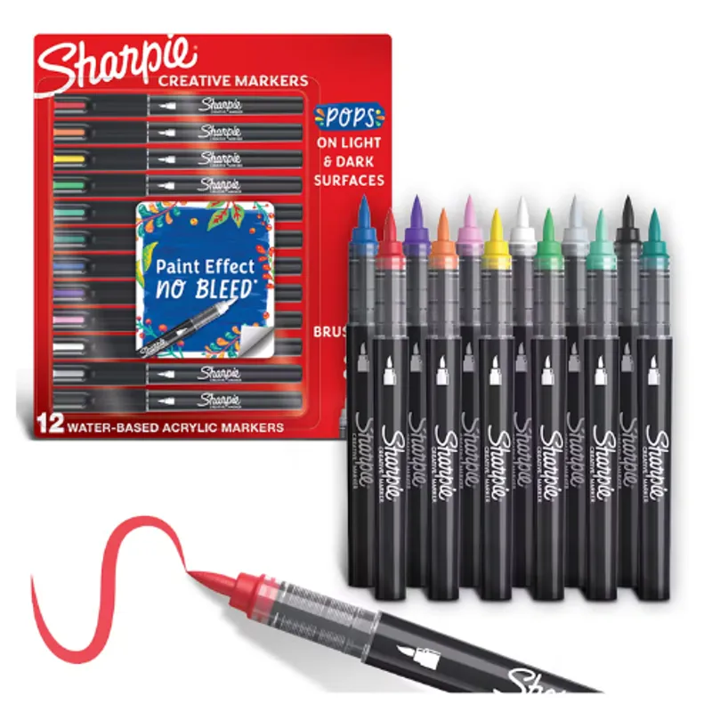 SHARPIE - Marcadores Sharpie Acrílico Creative Punta Pincel 12 piezas
