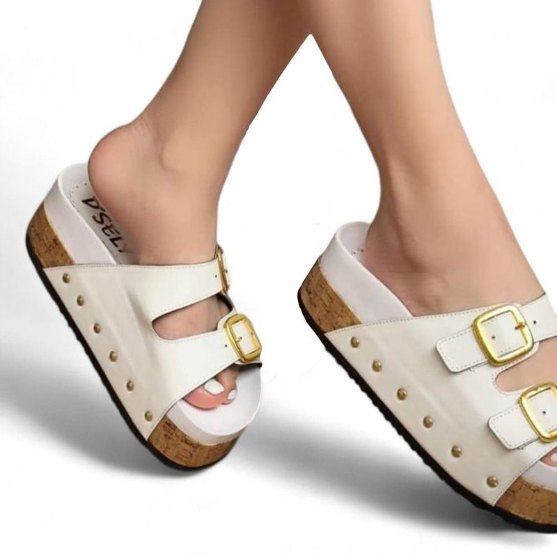 GENERICO - Botin Mujer Tacto Madera Plataforma 5 1399 5C-53 Color Blanco