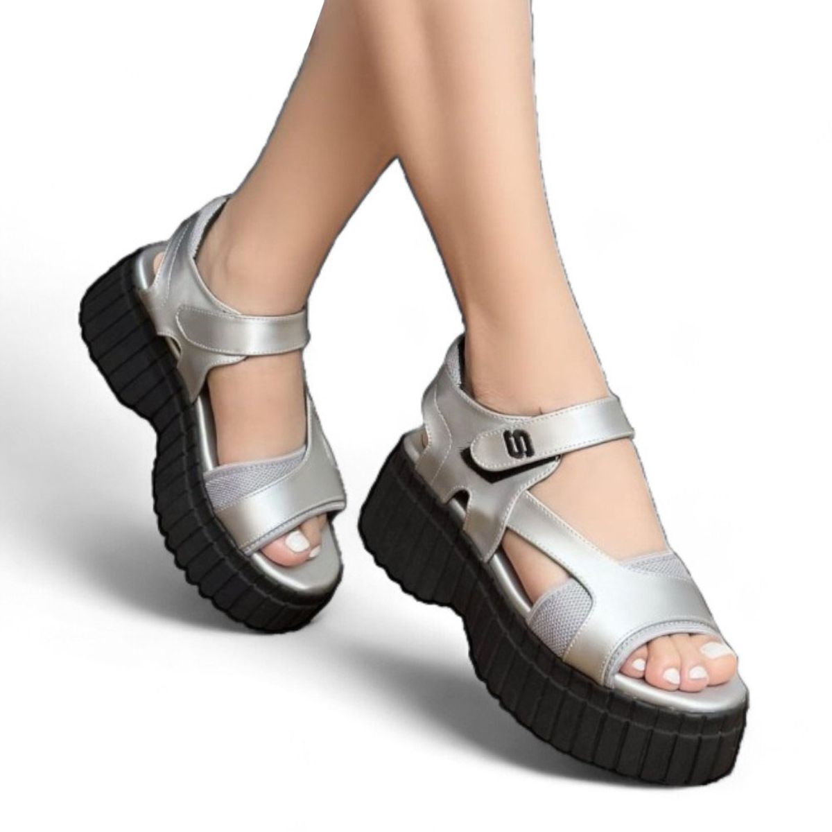 GENERICO - Sandalia Mujer Sss Plataforma 5 1399 5C-55 Color Plata