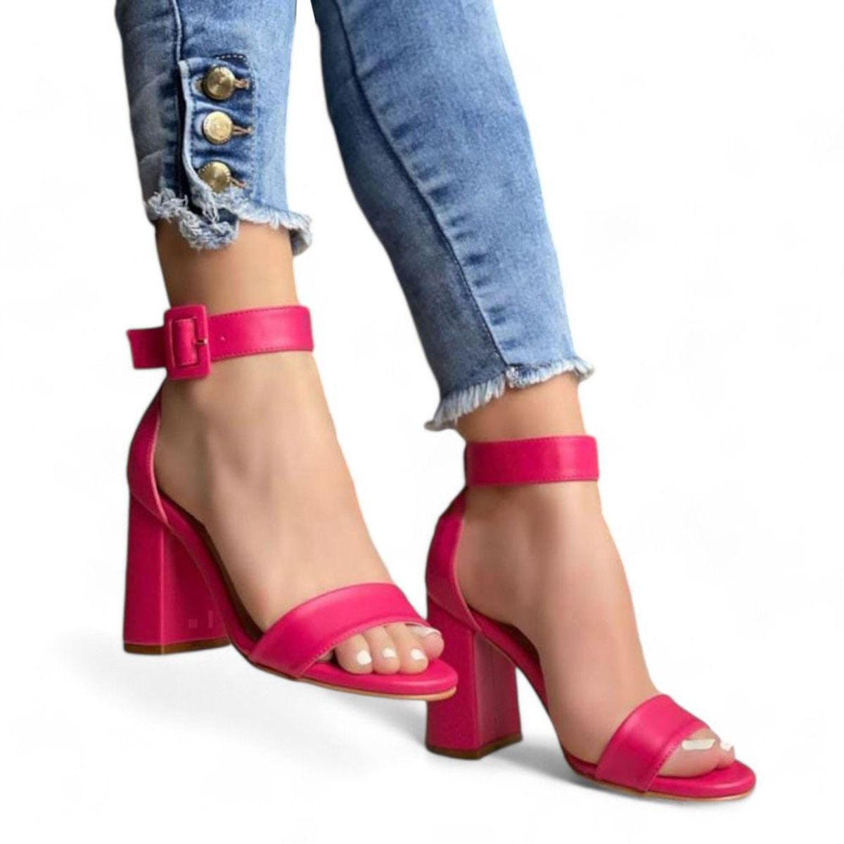 GENERICO - Sandalia Mujer Taco 9 Punta Redonda 1399 5C-55 Color Rojo