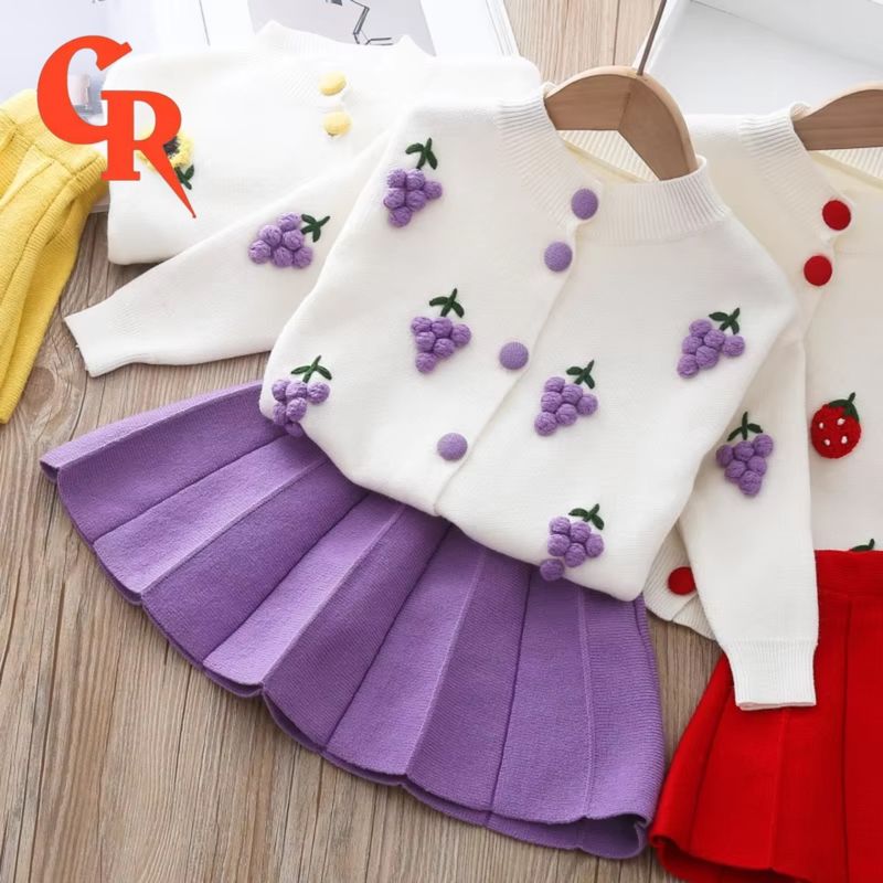 GENERICO - CONJUNTO NIÑA GRAPES HILO CARDIGAN TENDENCIA ELEGANCIA