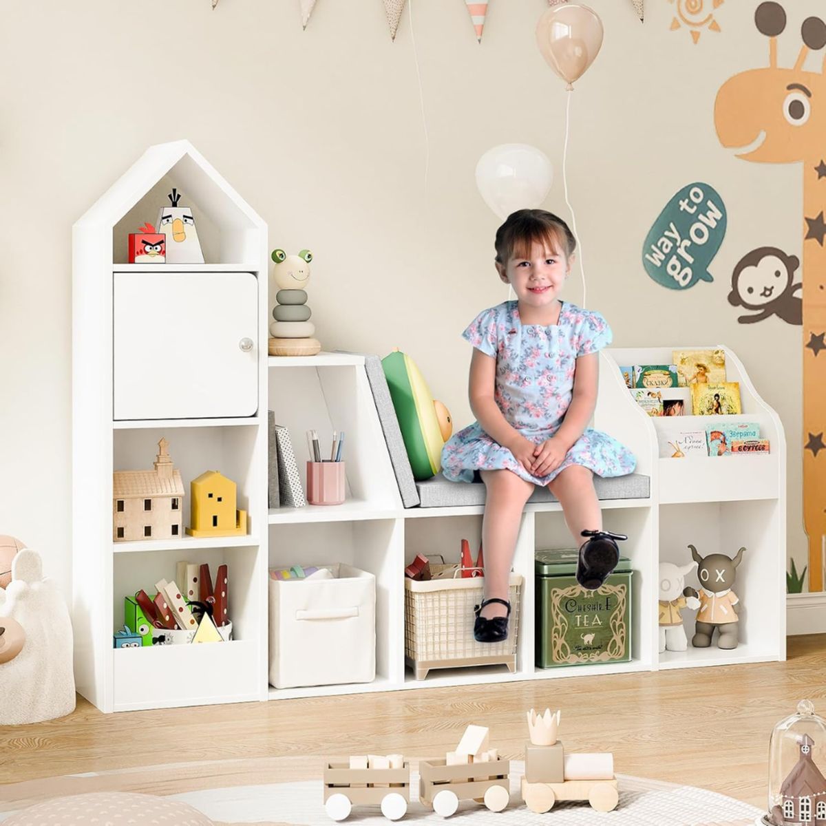 GENERICO - Estante Organizador Librero Juguetero Infantil Halita Blanco Petrox Home