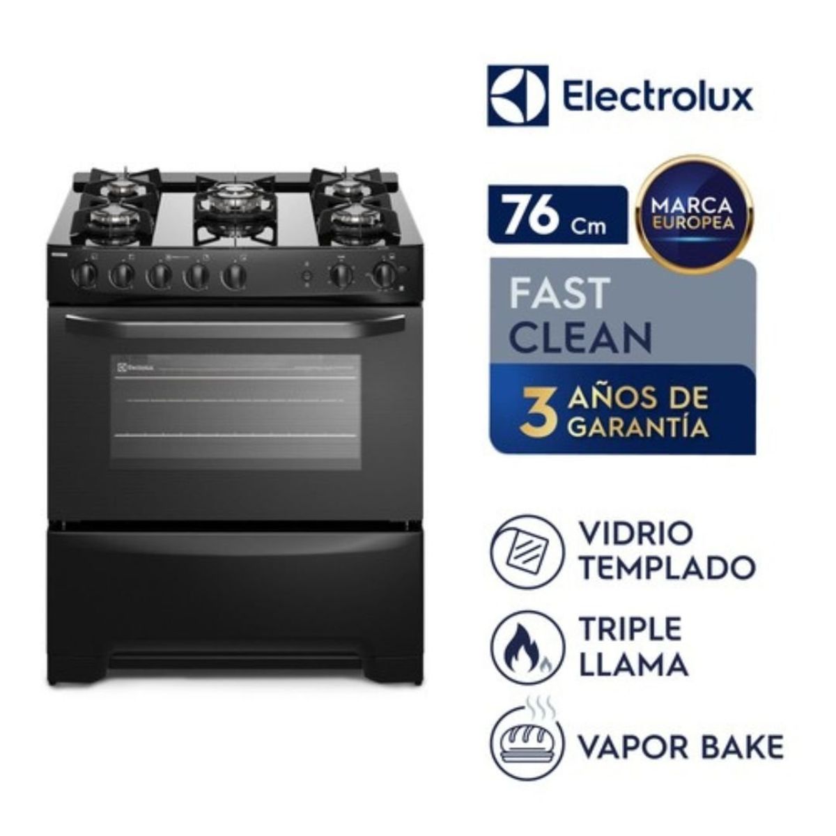 ELECTROLUX - Combo: Cocina A Gas 5 Quemadores Triple Llama FE5GPR+Aspiradora vertical con cable STK13 Electrolux