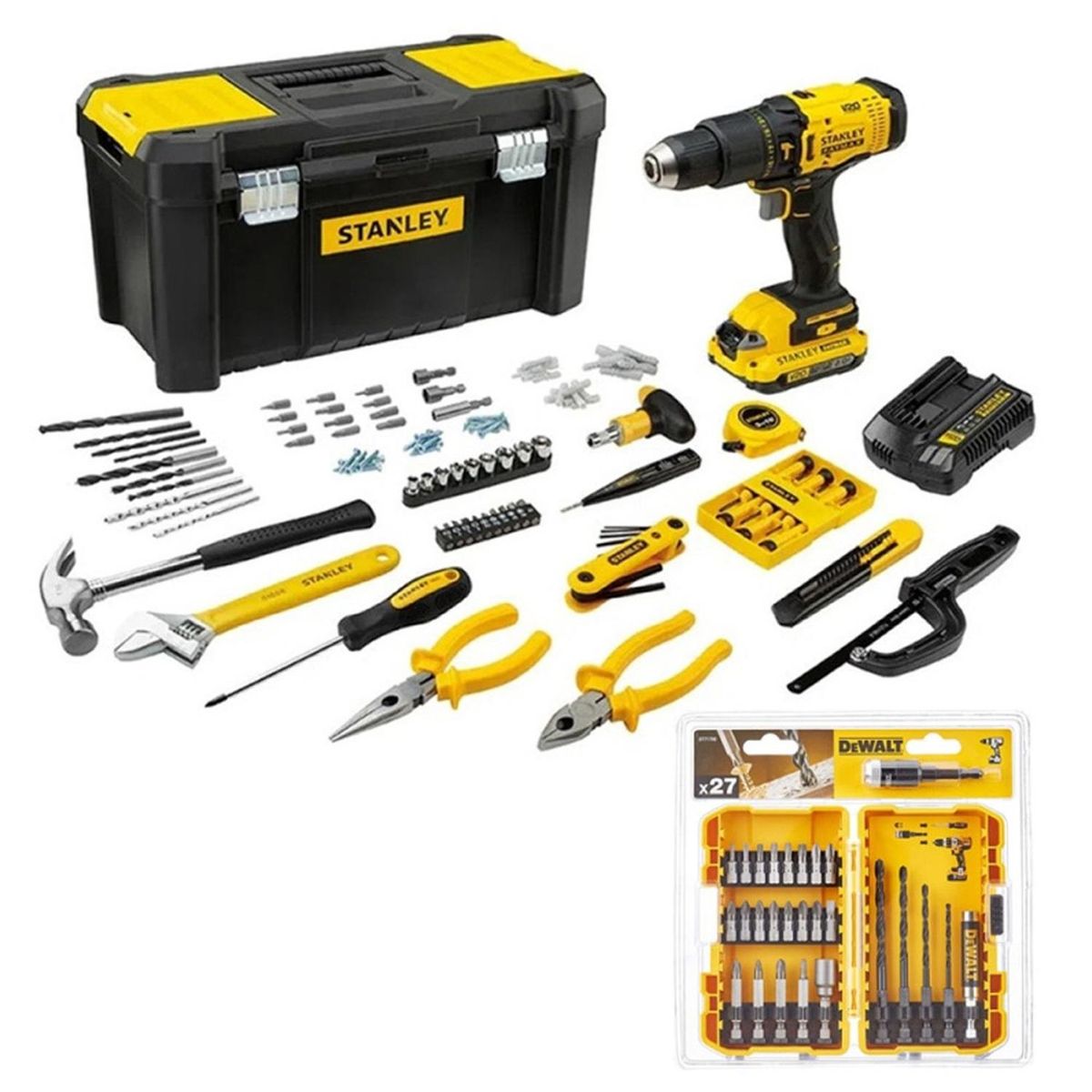 STANLEY - Taladro Percutor 1/2" 20V Inc Bat+Set Accs 27 Pzs SCD711C1H-K1