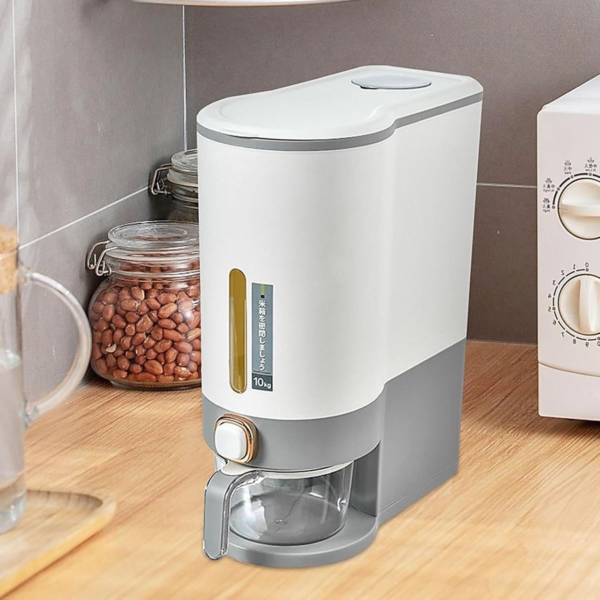 GENERICO - Dispensador de Arroz Granos Menestras de 10KG Multiuso Color Gris