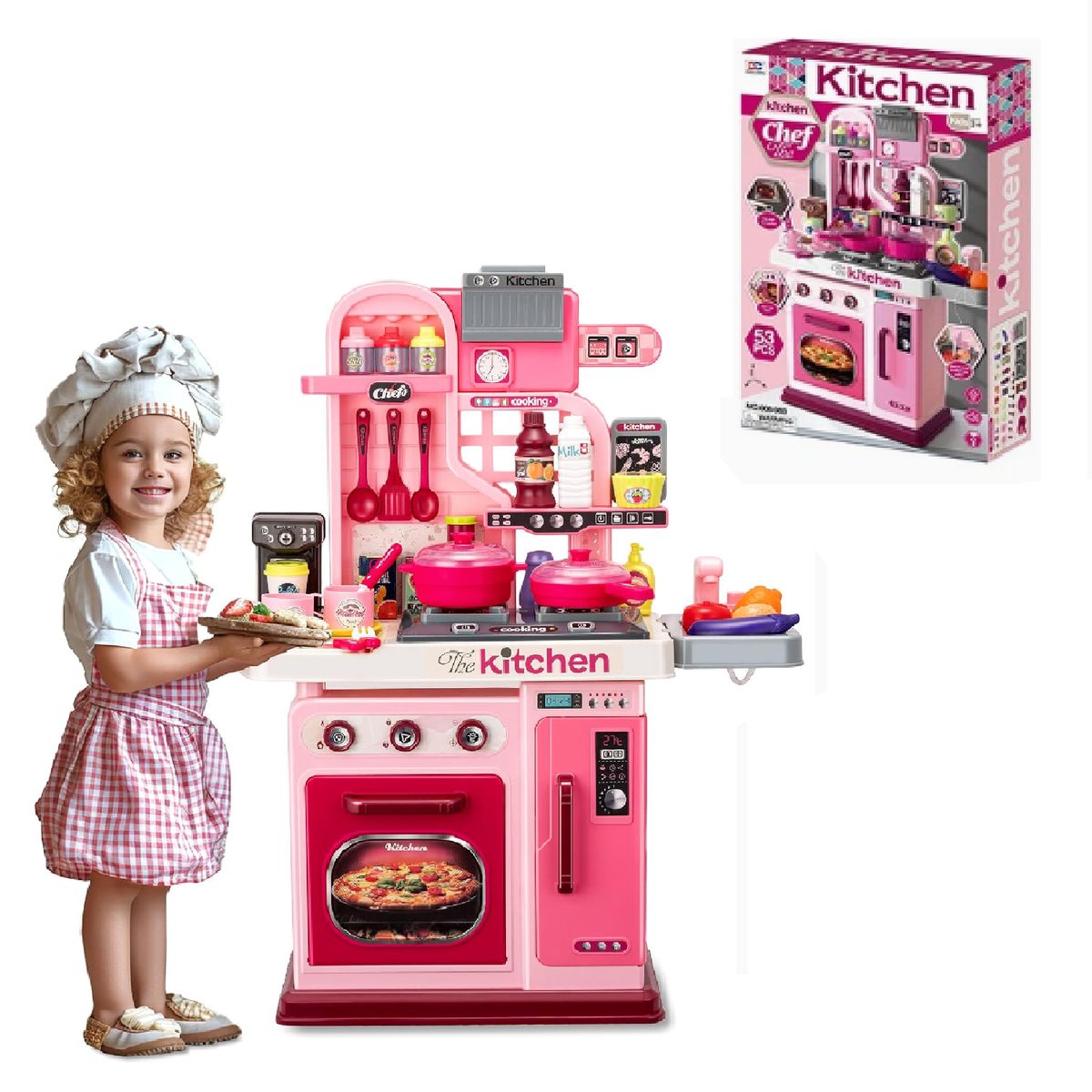 IMPORTADO MC - Juego de Cocina The Kitchen Chef Musical 53 pcs -Rosa