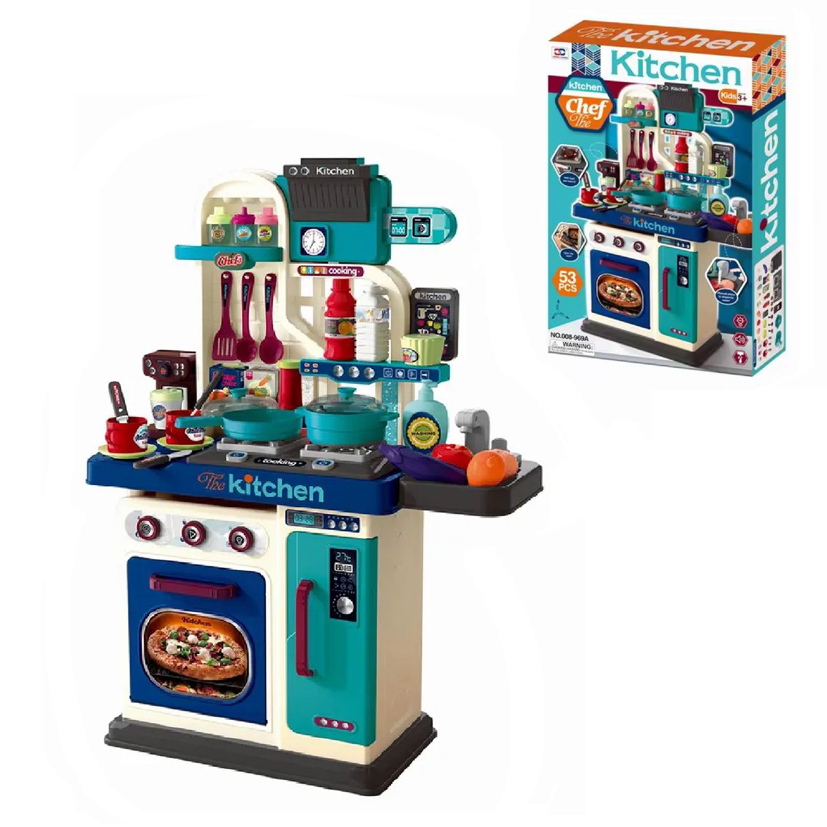 IMPORTADO MC - Juego de Cocina The Kitchen Chef Musical 53 pcs -Azul