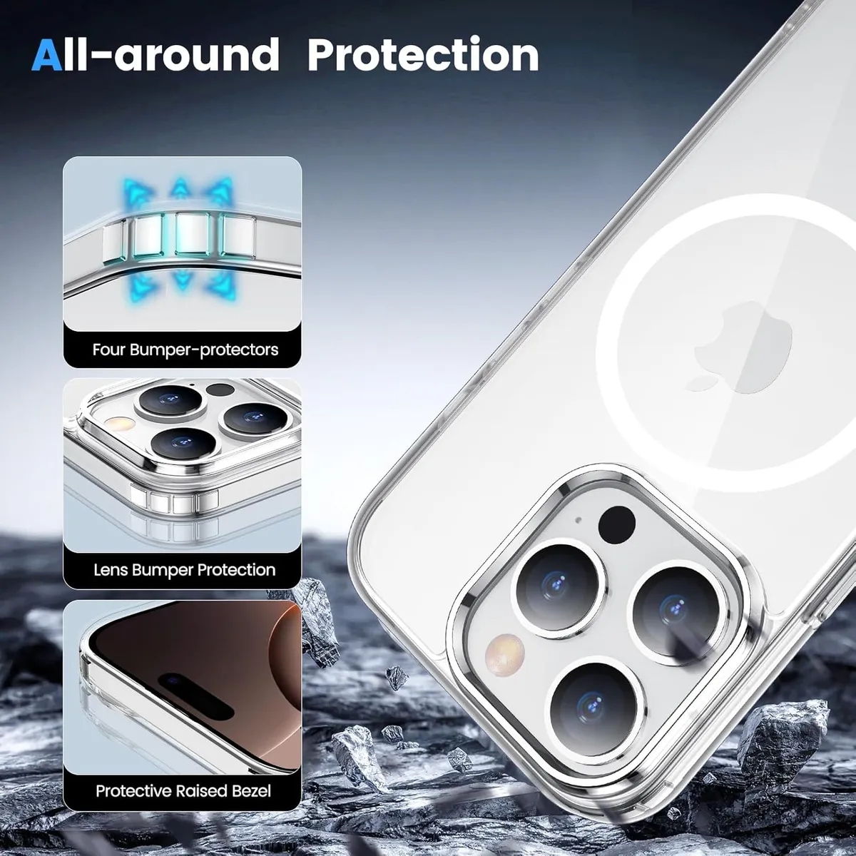 GENERICO - Case Clear para iPhone 16 Pro Max con MagSafe - Transparente
