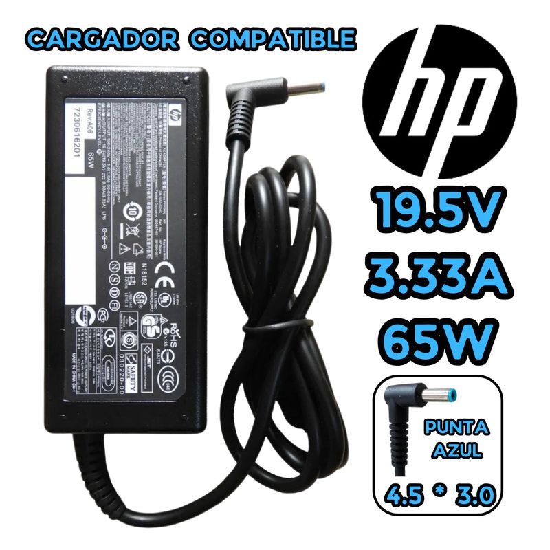 GENERICO - CARGADOR PARA LAPTOP HP 195V 333A PUNTA AZUL