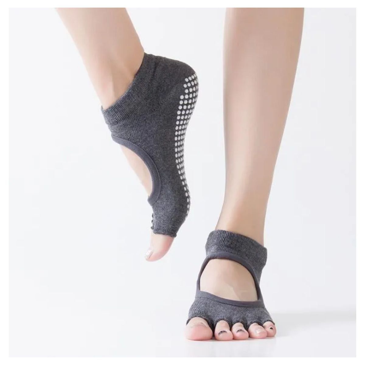GENERICO - Medias Antideslizantes para Yoga Sin Dedos Gris Oscuro