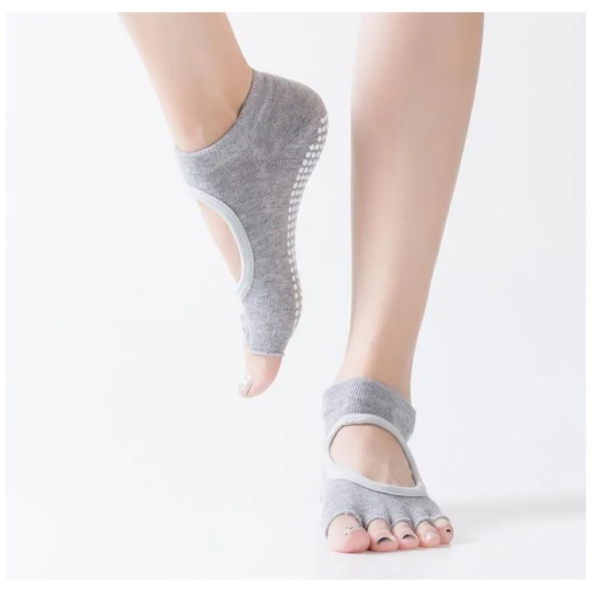 GENERICO - Medias Antideslizantes para Yoga Sin Dedos Gris Claro