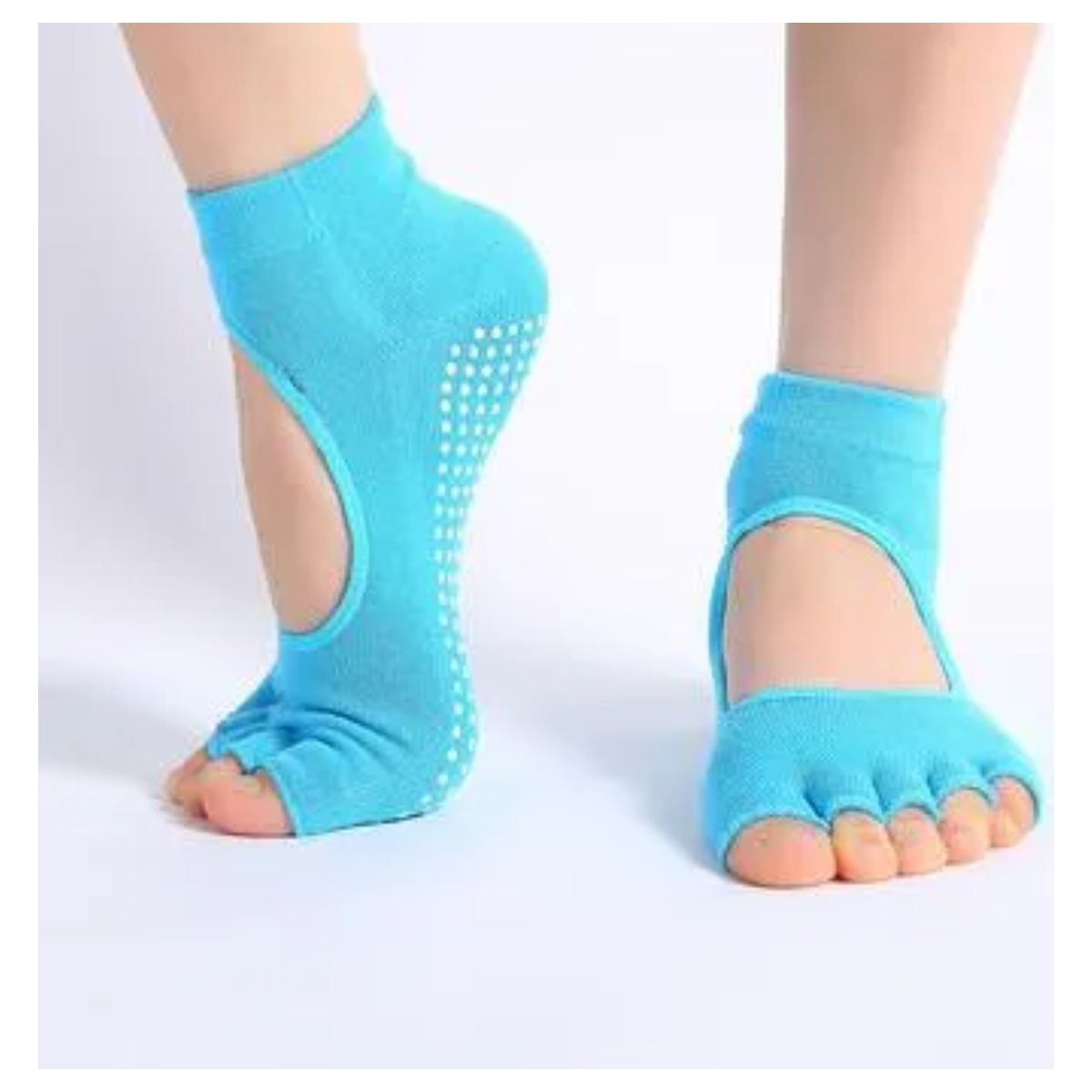 GENERICO - Medias Antideslizantes para Yoga Sin Dedos Celeste