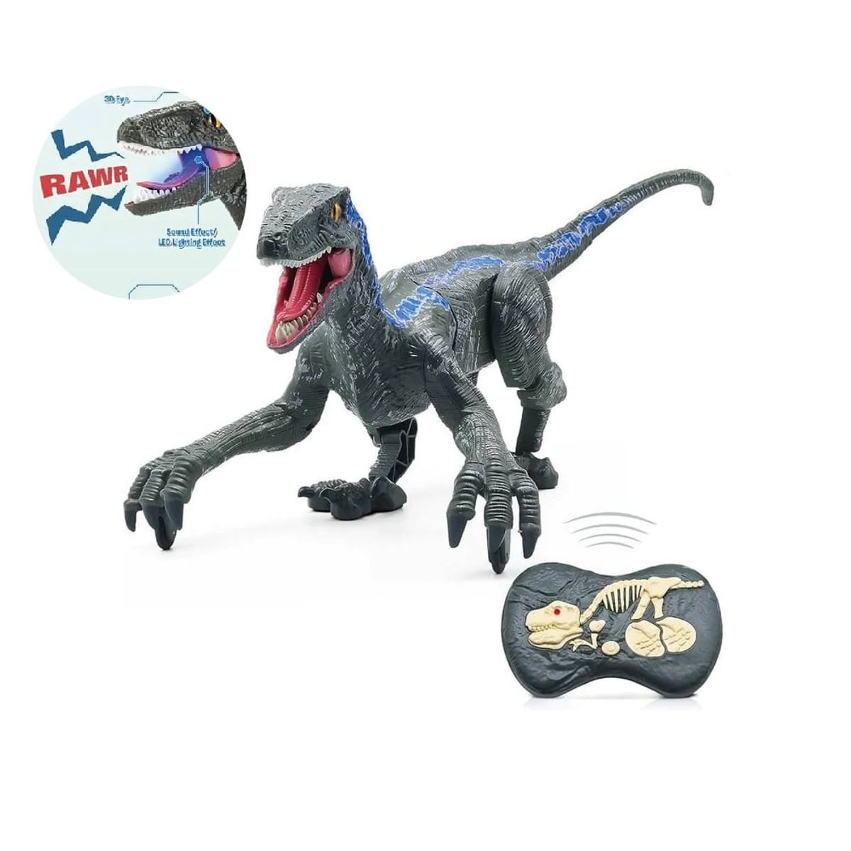 GENERICO - Velociraptor a control remoto con Luces LED y Sonidos
