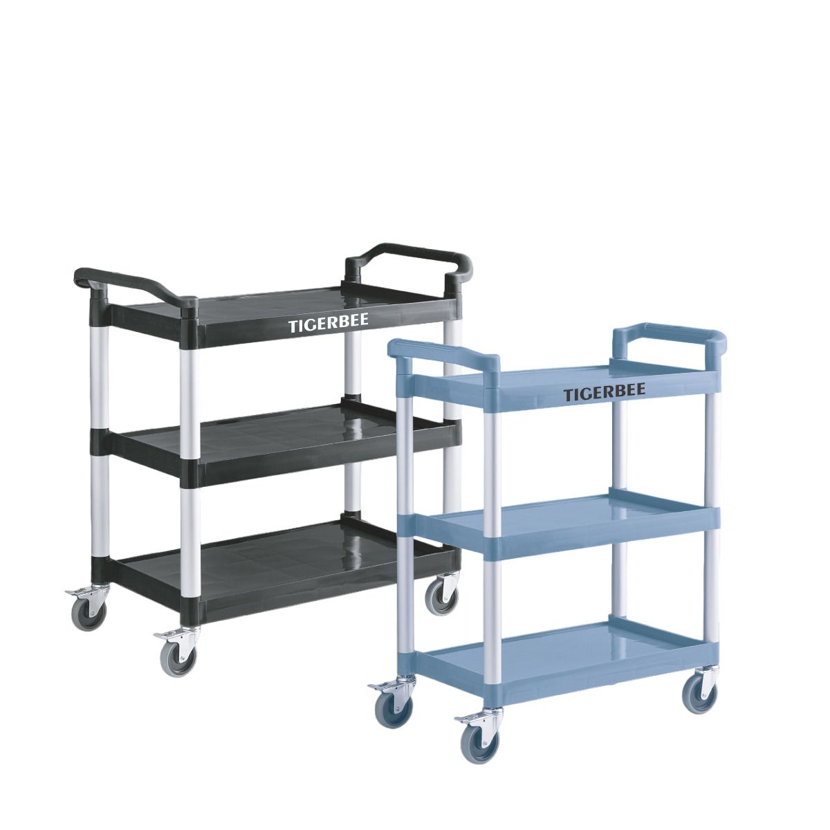 TIGERBEE - CARRITO UTILITARIO AZUL DE TRES ESTANTES CON RUEDAS GRANDE