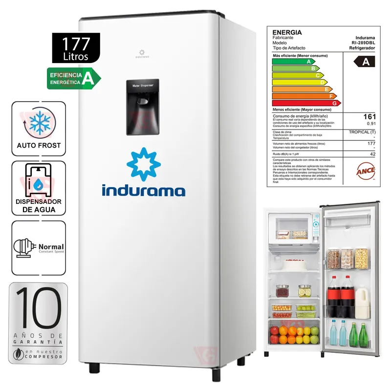 INDURAMA - Refrigeradora Indurama 177 Lt Top Freezer RI-289DBL Blanco