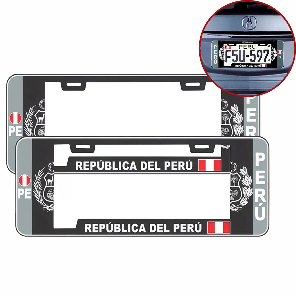 GENERICO - Porta Placa Modelo Europeo Escudo Negro