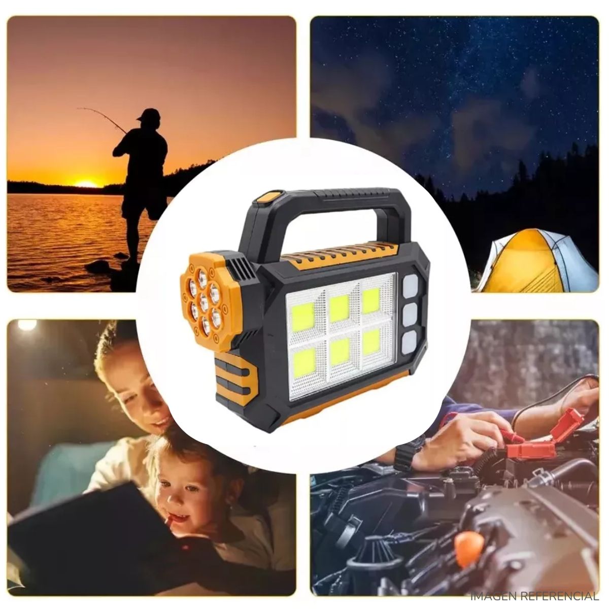 GENERICO - Linterna Lampara Solar Led Recargable USB para Acampar