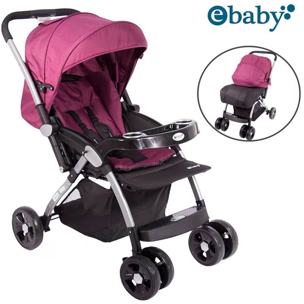 EBABY - Coche De Paseo Ebaby Kuper Mango Reversible Rosado