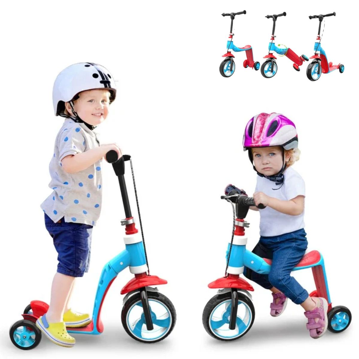 INSPIRA MARKET - Scooter andador multifuncional de tres ruedas 2 en 1 niños