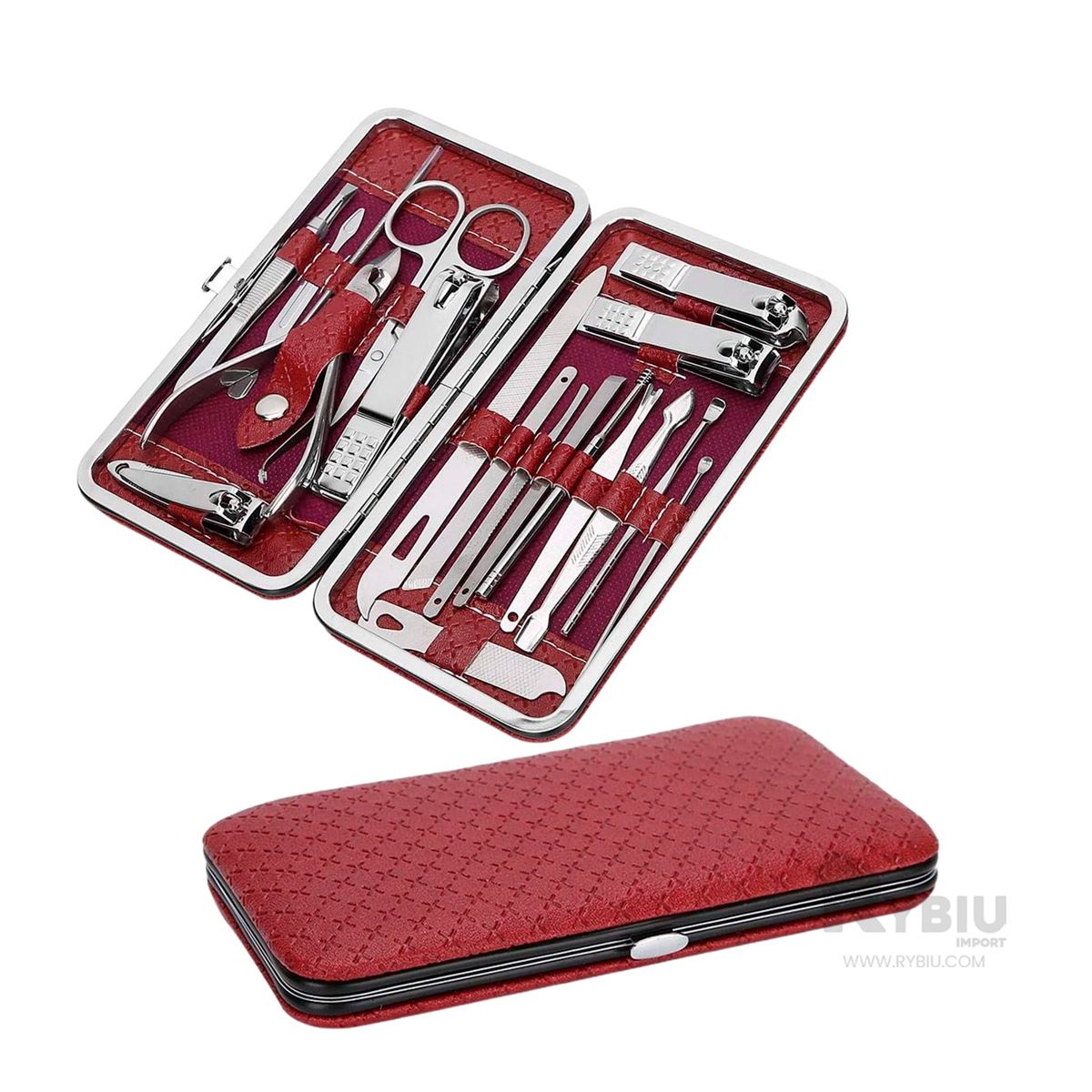 RYBIU IMPORT - Set de Pedicure Duradero en Color Rojo Y+Papel de Regalo