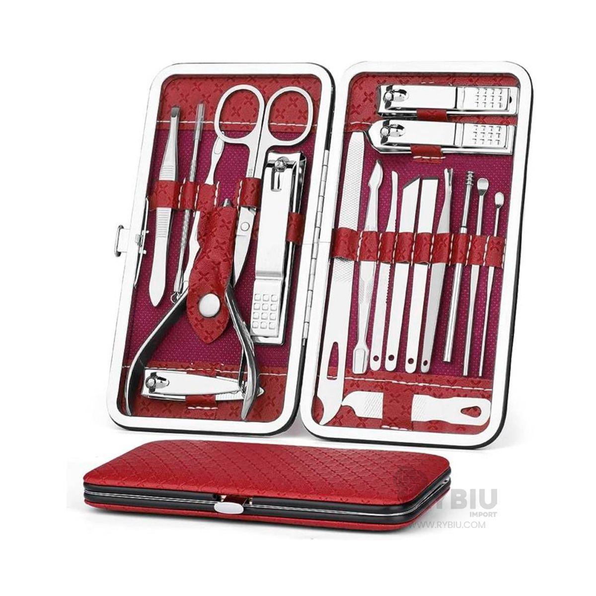 RYBIU IMPORT - Kit de Manicura de Color Rojo Y+Envoltorio de Regalo