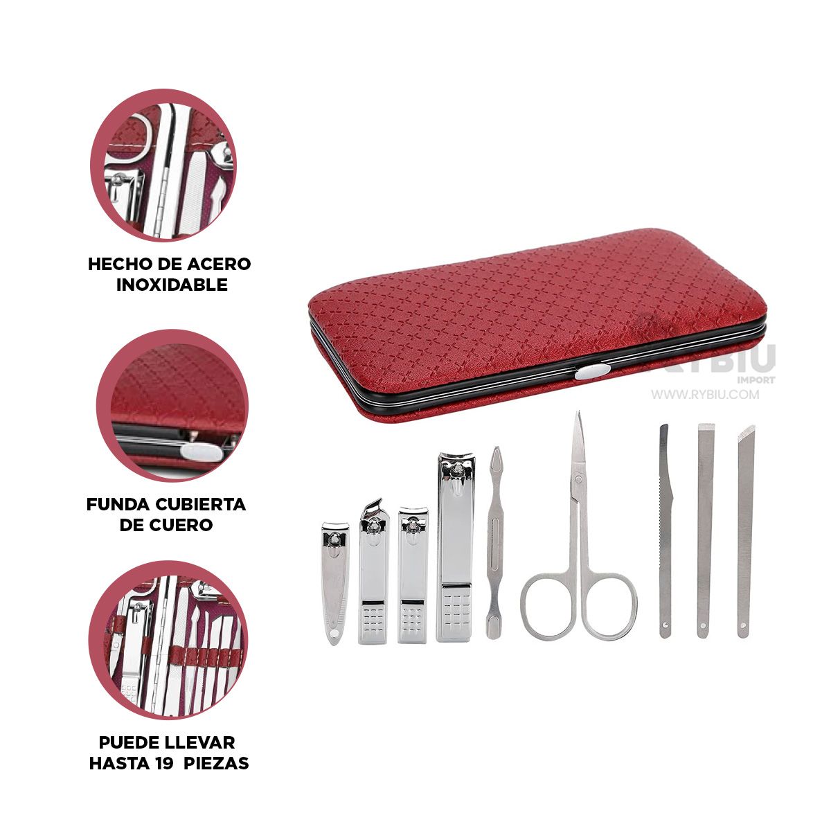 RYBIU IMPORT - Pack para Uñas en Color Rojo Y+Post-it Adhesivos