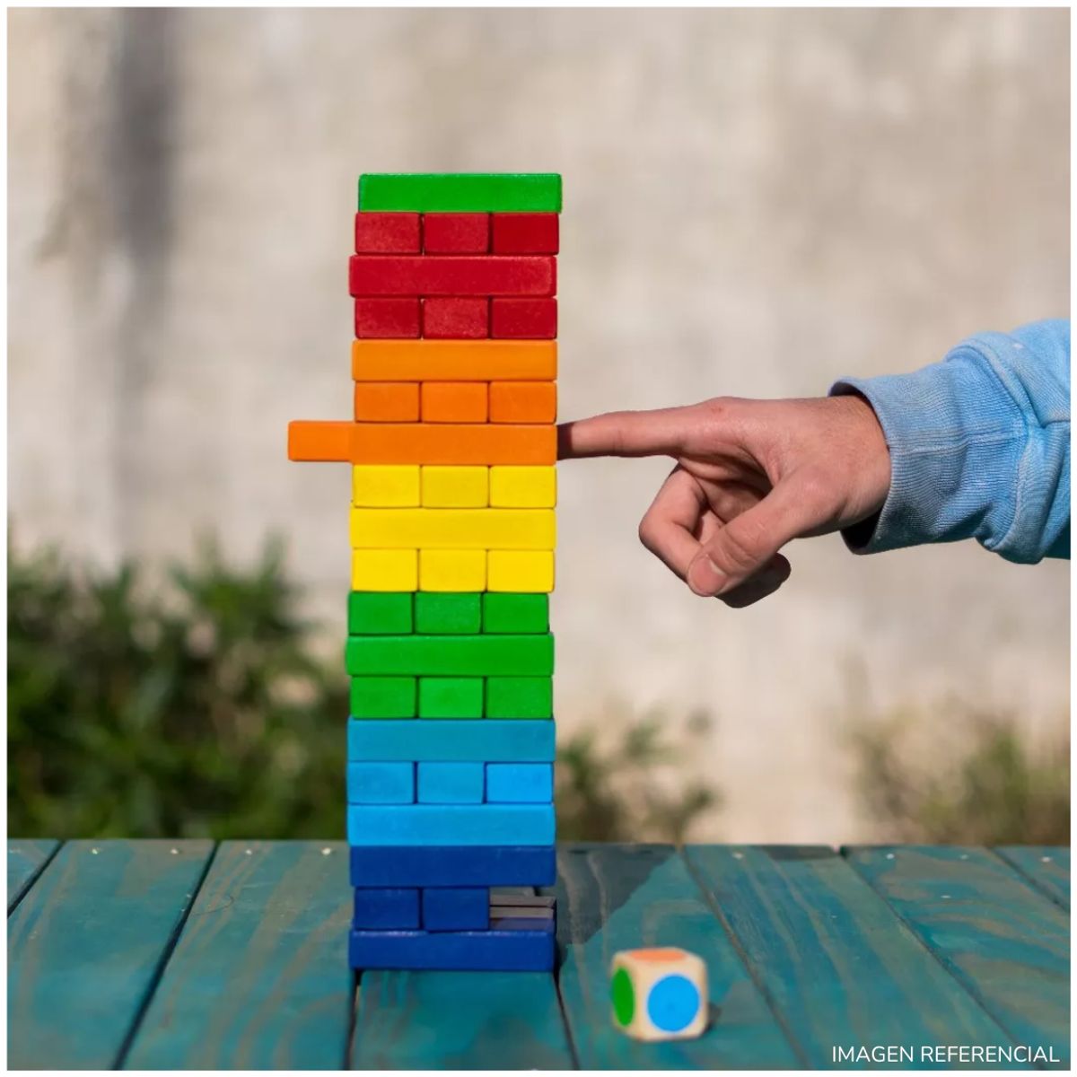 INSPIRA MARKET - Jenga Torre De Colores 54 Piezas Con Dado Madera Didactico