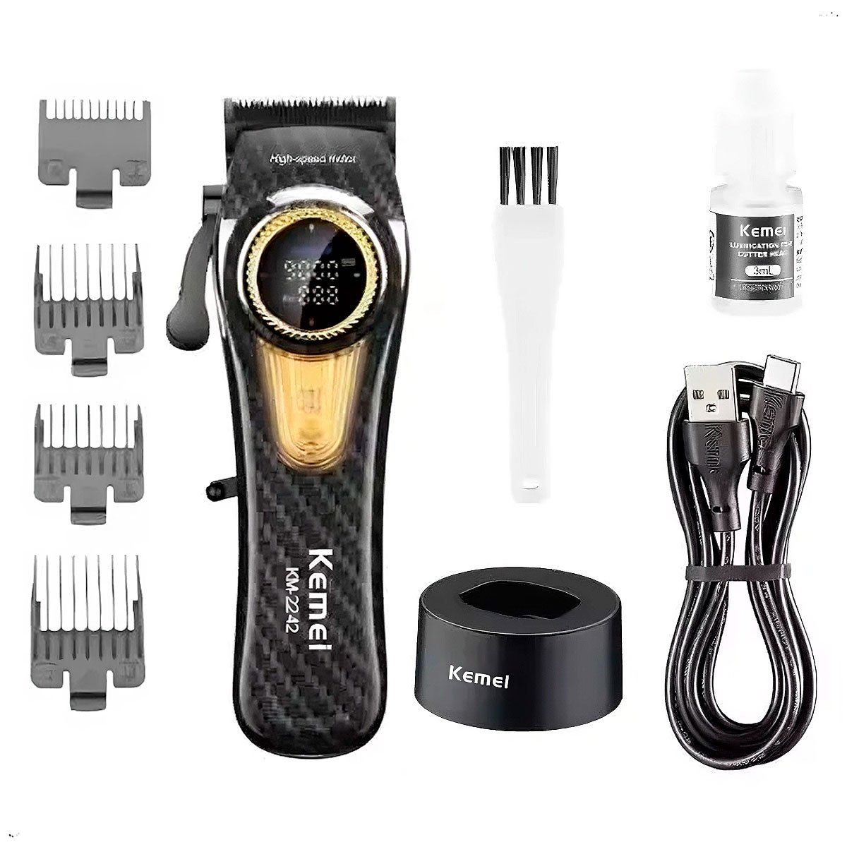 KEMEI - maquina corte barbero KM-2242 base de carga 90000rpm profecional