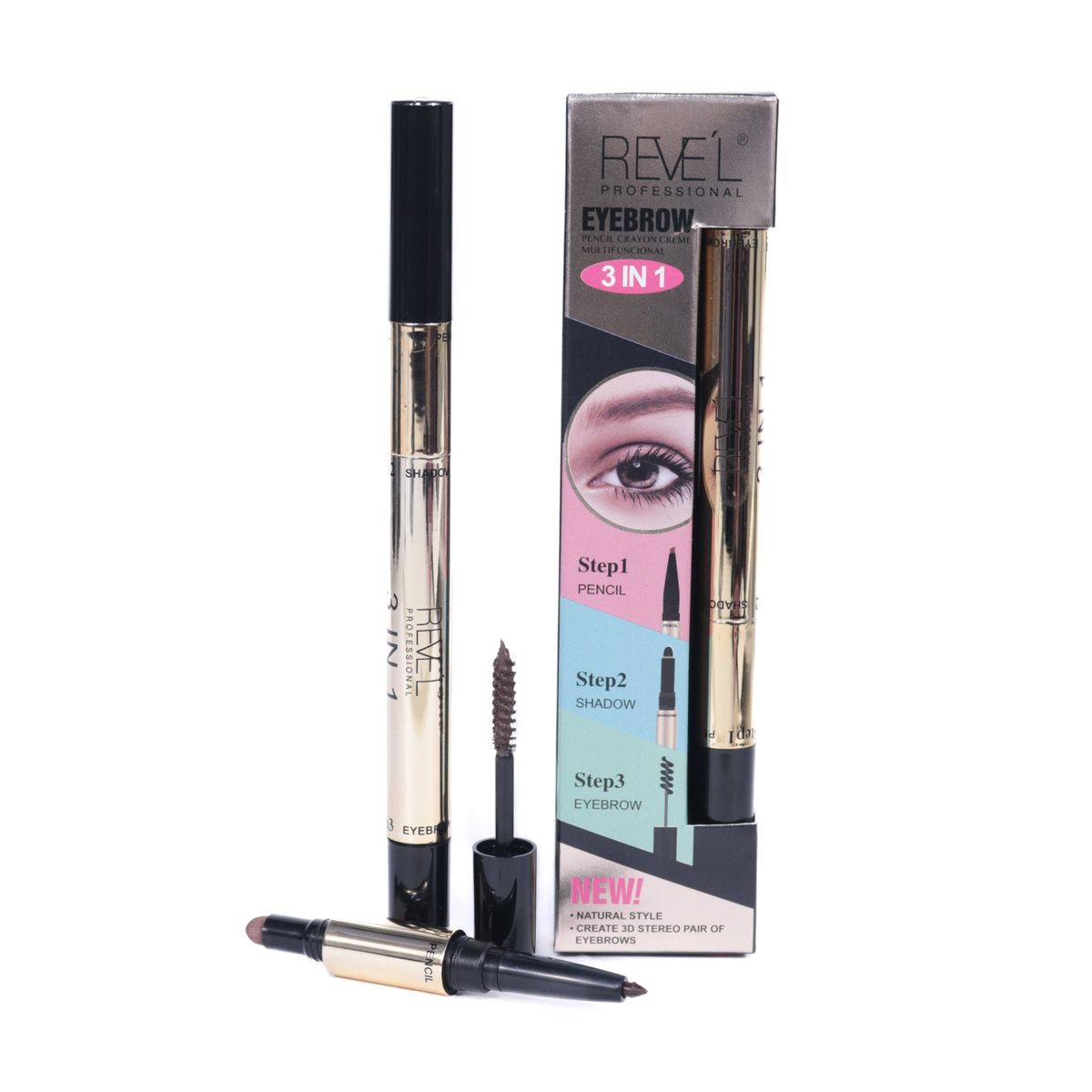 REVE'L PROFESSIONAL - KIT EYEBROW PENCIL CRAYON CREME MARRÓN