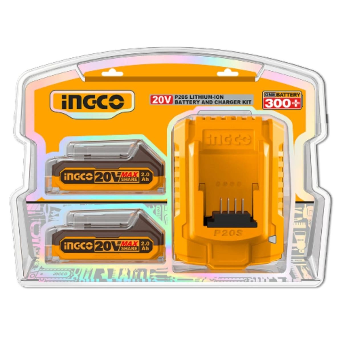 INGCO TOOLS - SET 2 BATERIA 20V 2.0Ah + 1 CARGADOR - FBCPK1222