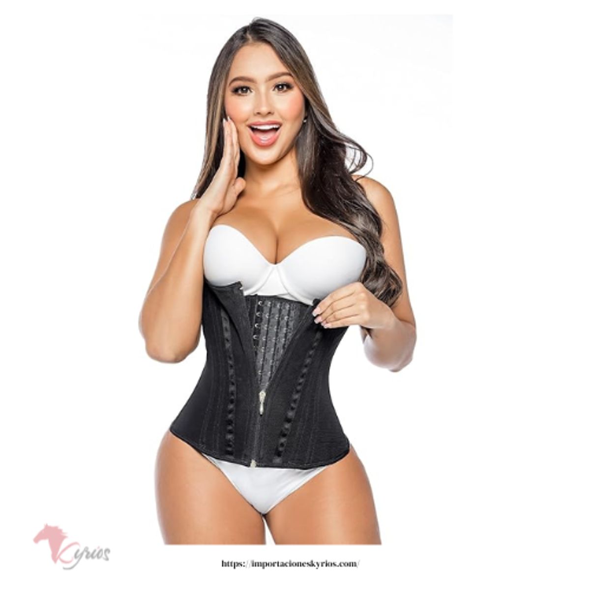 GENERICO - Cinturilla Reductora 15 Varillas Tres Líneas de Broches y Cremallera_.