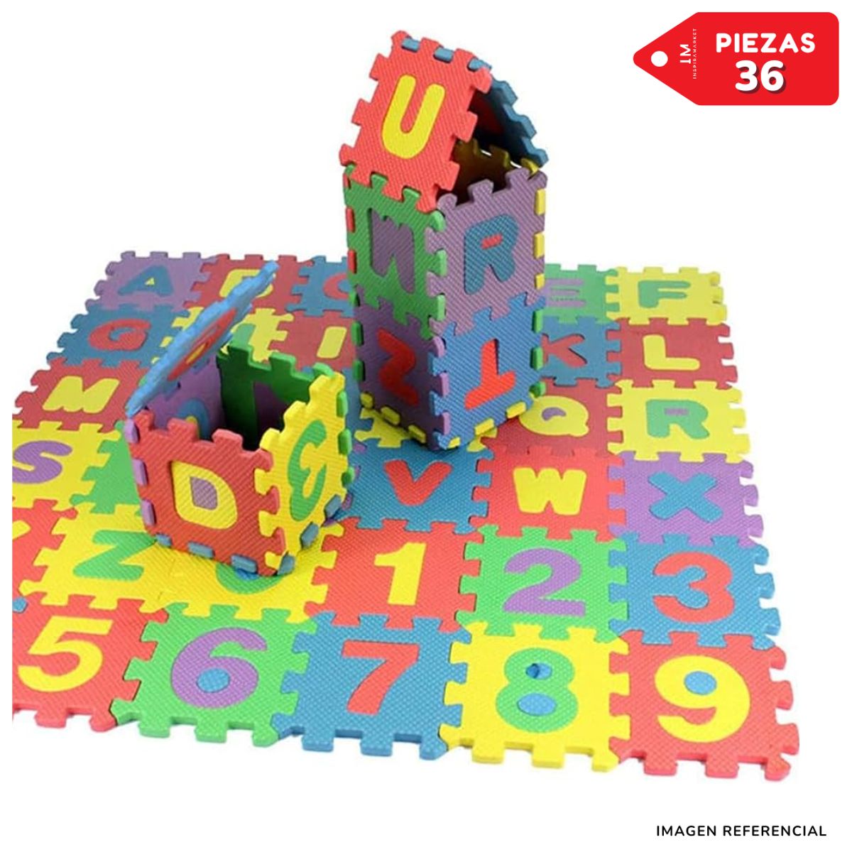 INSPIRA MARKET - Alfombra Cuadrada Rompecabezas letras o números para Niños 14x14cm