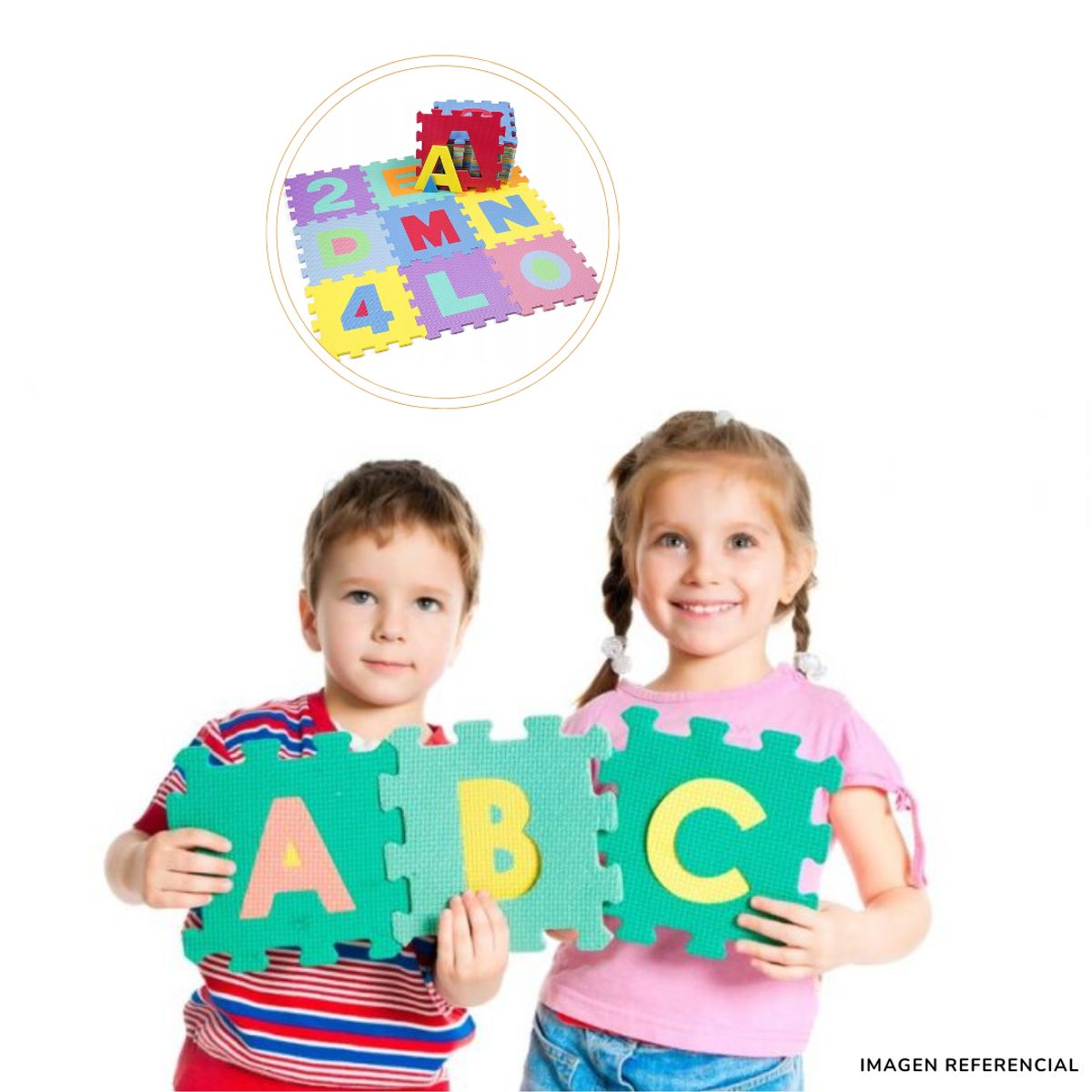 INSPIRA MARKET - Alfombra Cuadrada Rompecabezas letras o números para Niños 14x14cm