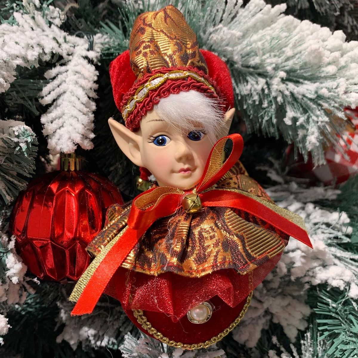 GENERICO - Adorno Duende  Elfo arlequin Navideño Rojo para decoracion arbol