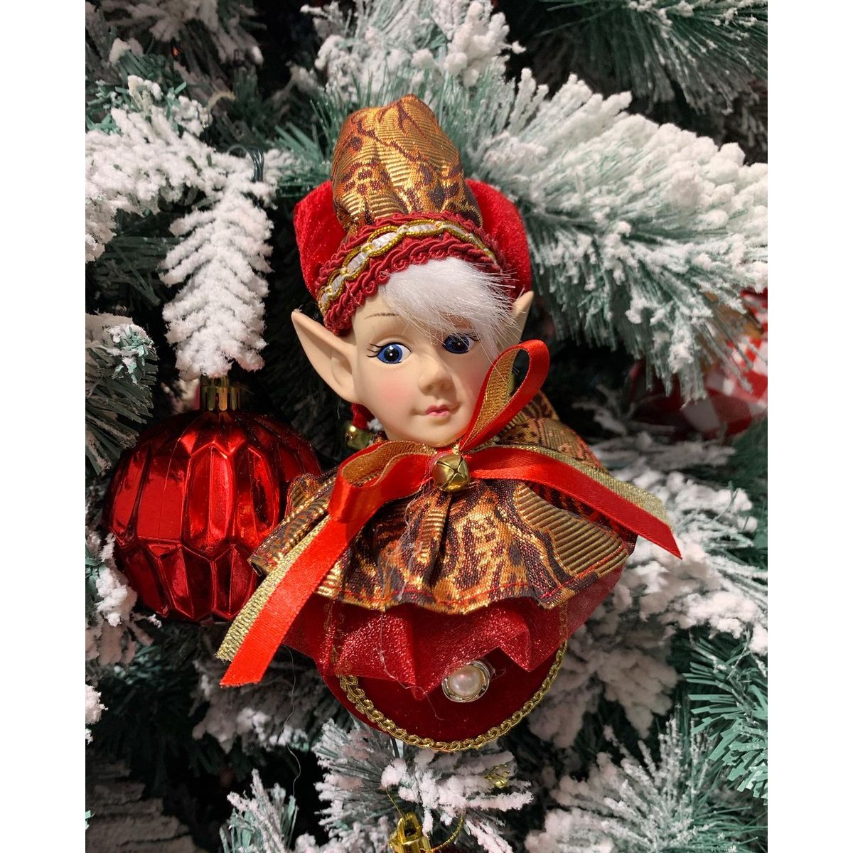 GENERICO - Adorno Duende  Elfo arlequin Navideño Rojo para decoracion arbol