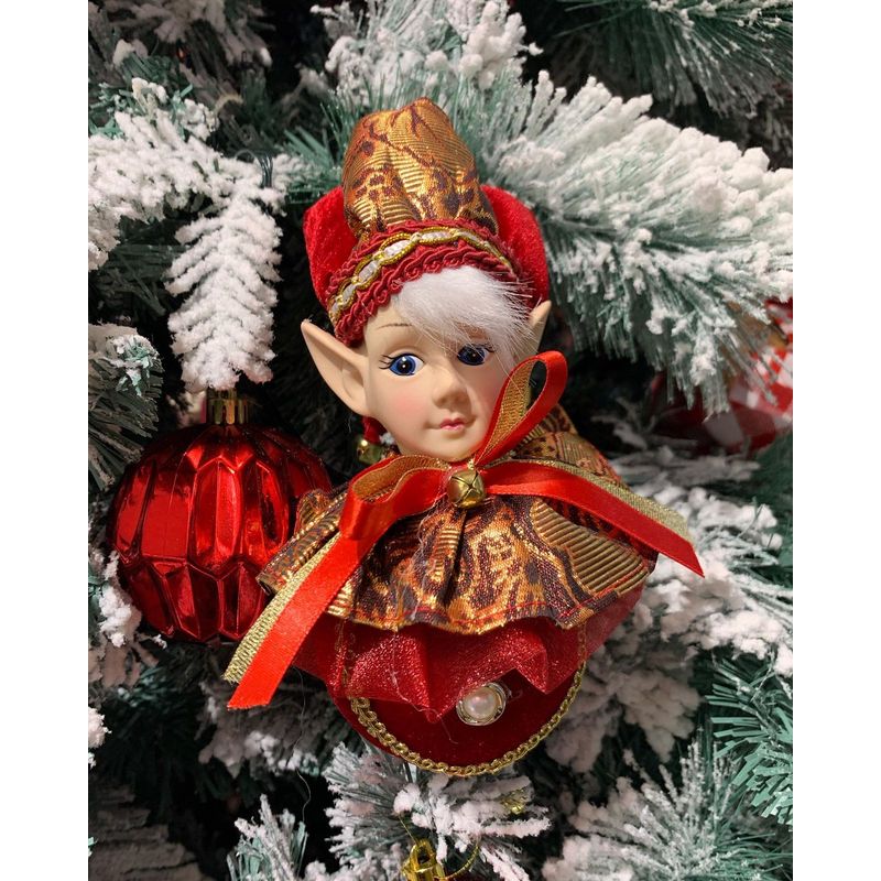 GENERICO - Adorno Duende  Elfo arlequin Navideño Rojo para decoracion arbol