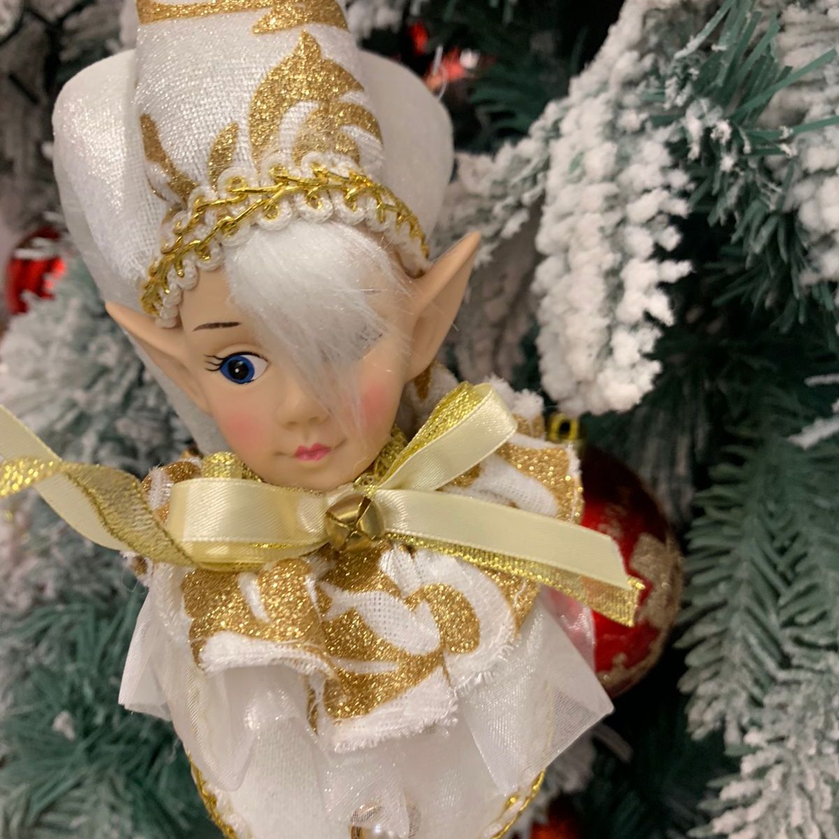 GENERICO - Adorno Duende  Elfo arlequin Navideño Blanco para decoracion arbol