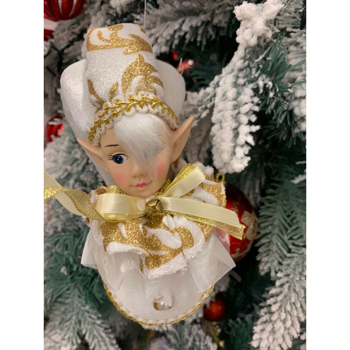 GENERICO - Adorno Duende  Elfo arlequin Navideño Blanco para decoracion arbol