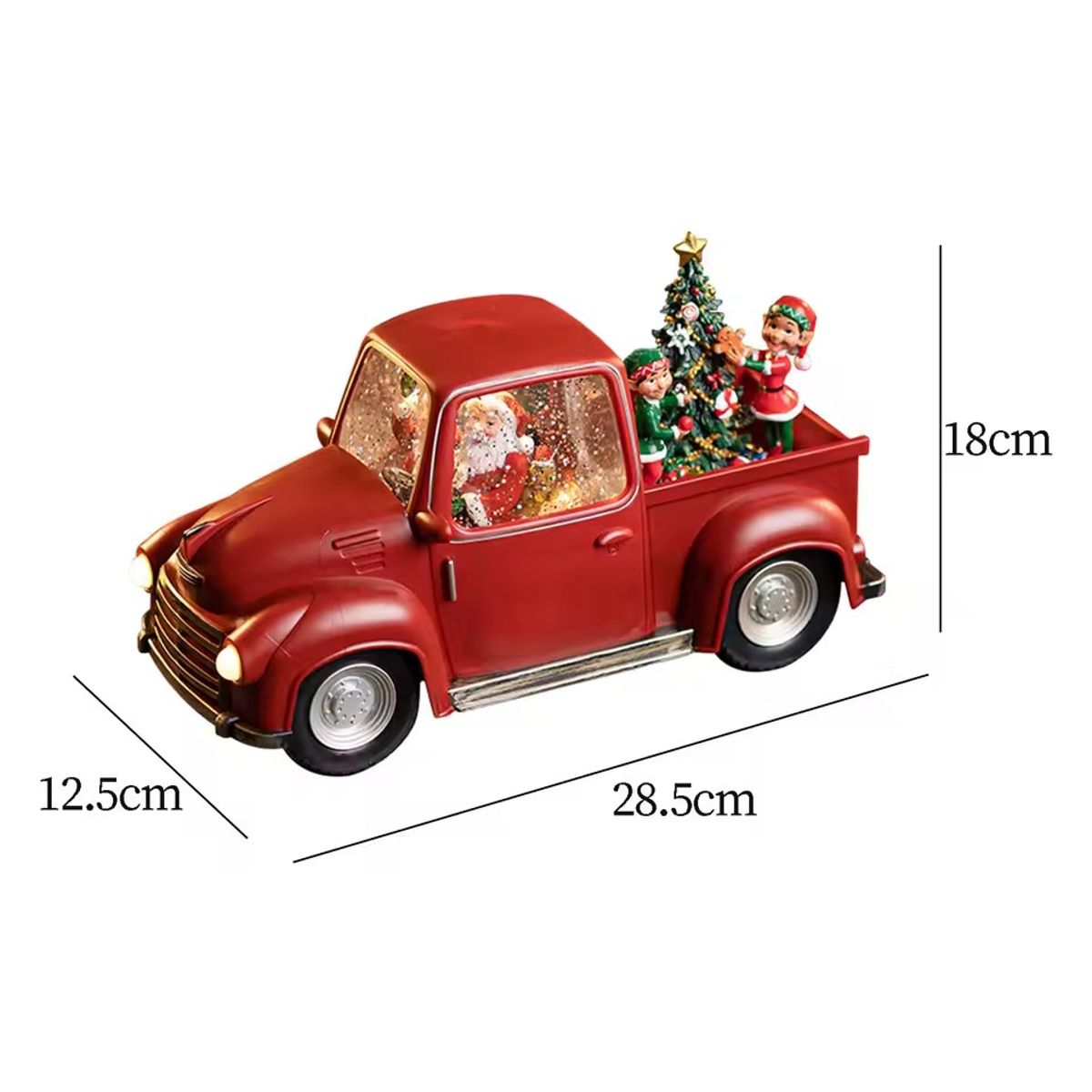 GENERICO - Villa navideña Carro LED Navideño Rojo 28cmx18cm musical de agua Papá Noel con Perro y Elfos