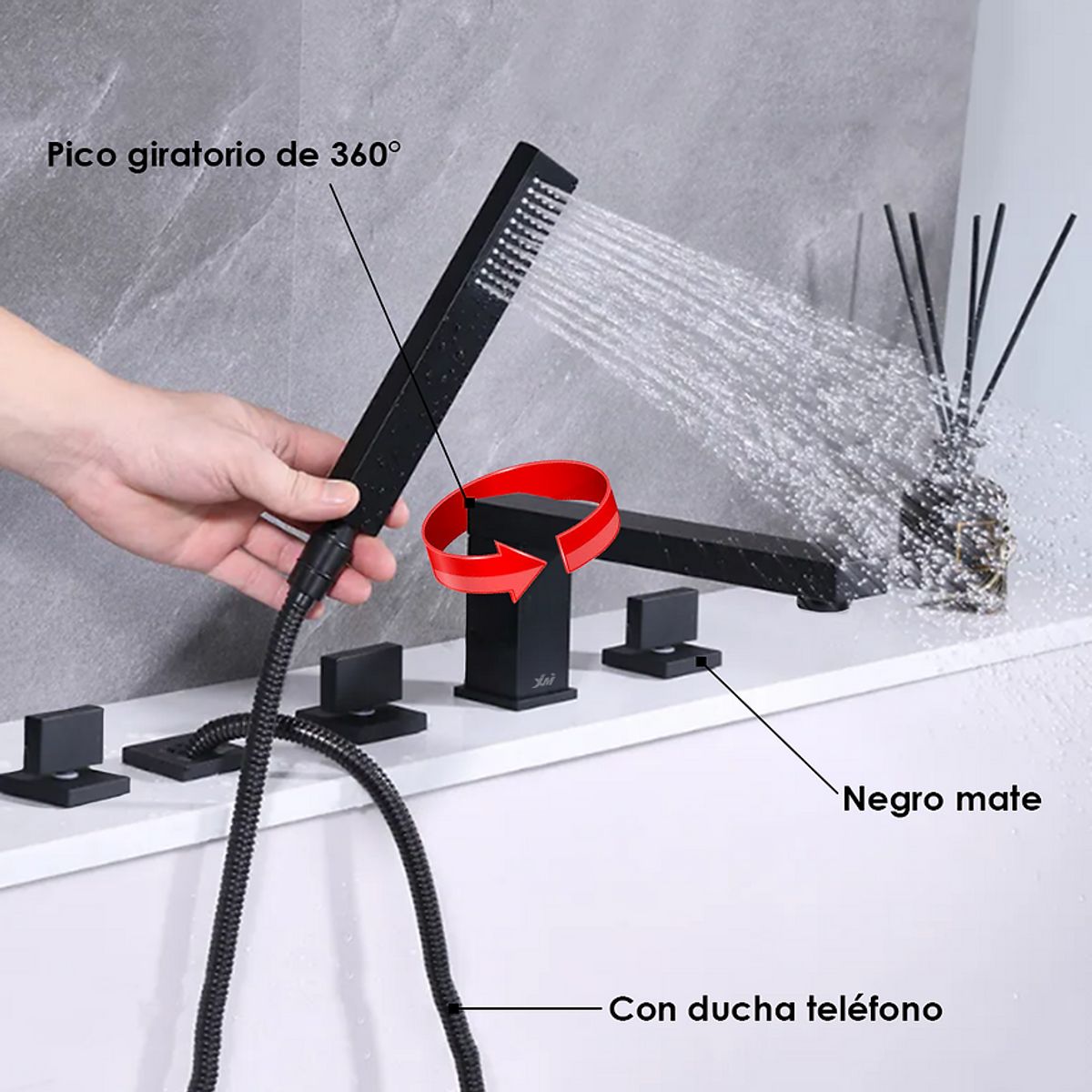 XM - MEZCLADORA PARA TINA DE BAÑO NEGRO MY314801